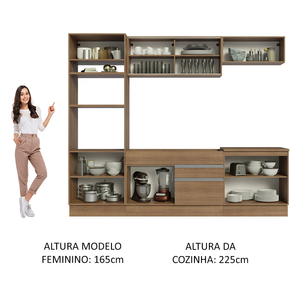 Armário de Cozinha Completa 270cm Rustic Glamy Madesa 10 - Image 5