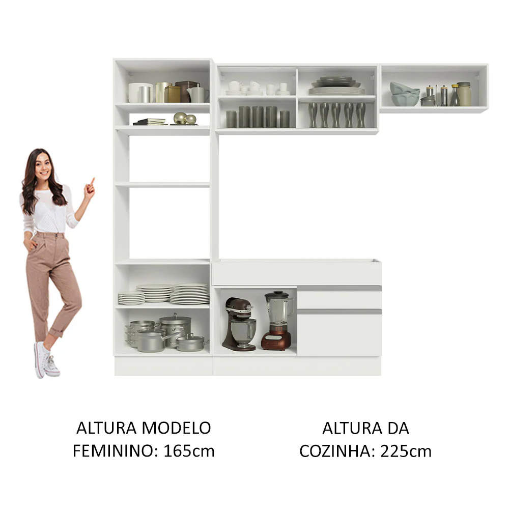 Armário de Cozinha Completa 270cm Branco Glamy Madesa 11 - Image 5