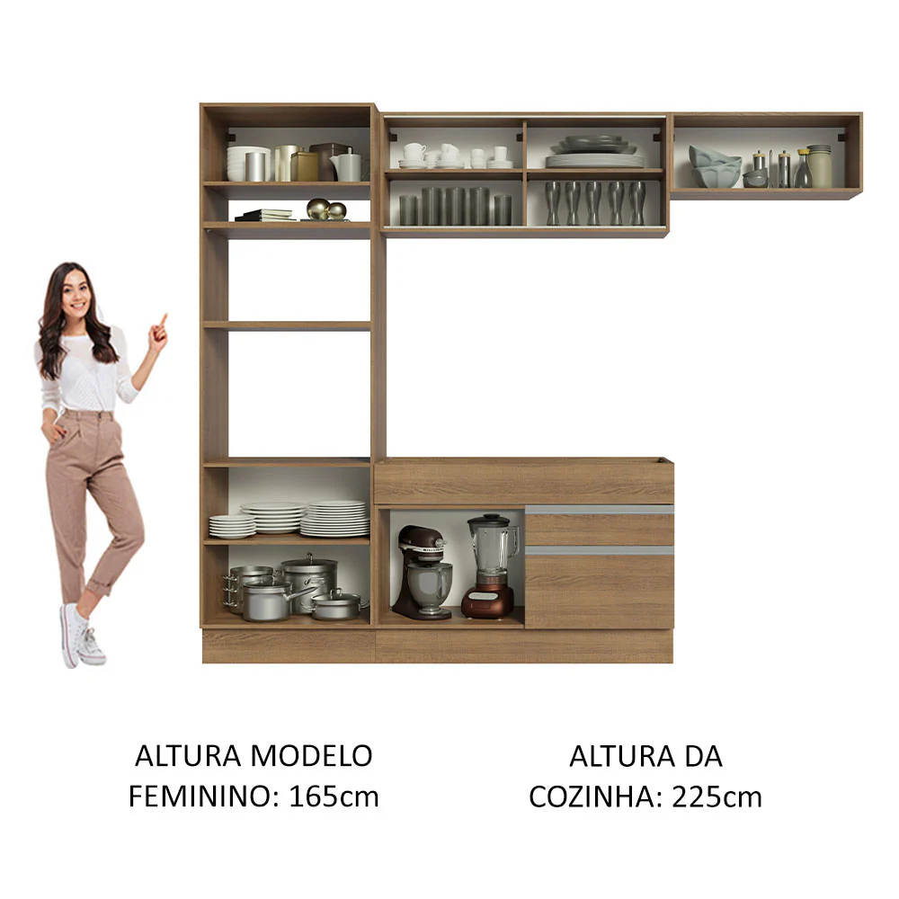 Armário de Cozinha Completa 270cm Rustic Glamy Madesa 11 - Image 5