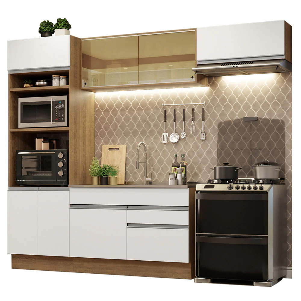Armário de Cozinha Completa 270cm Rustic Branco Glamy Madesa 11 - Image 2