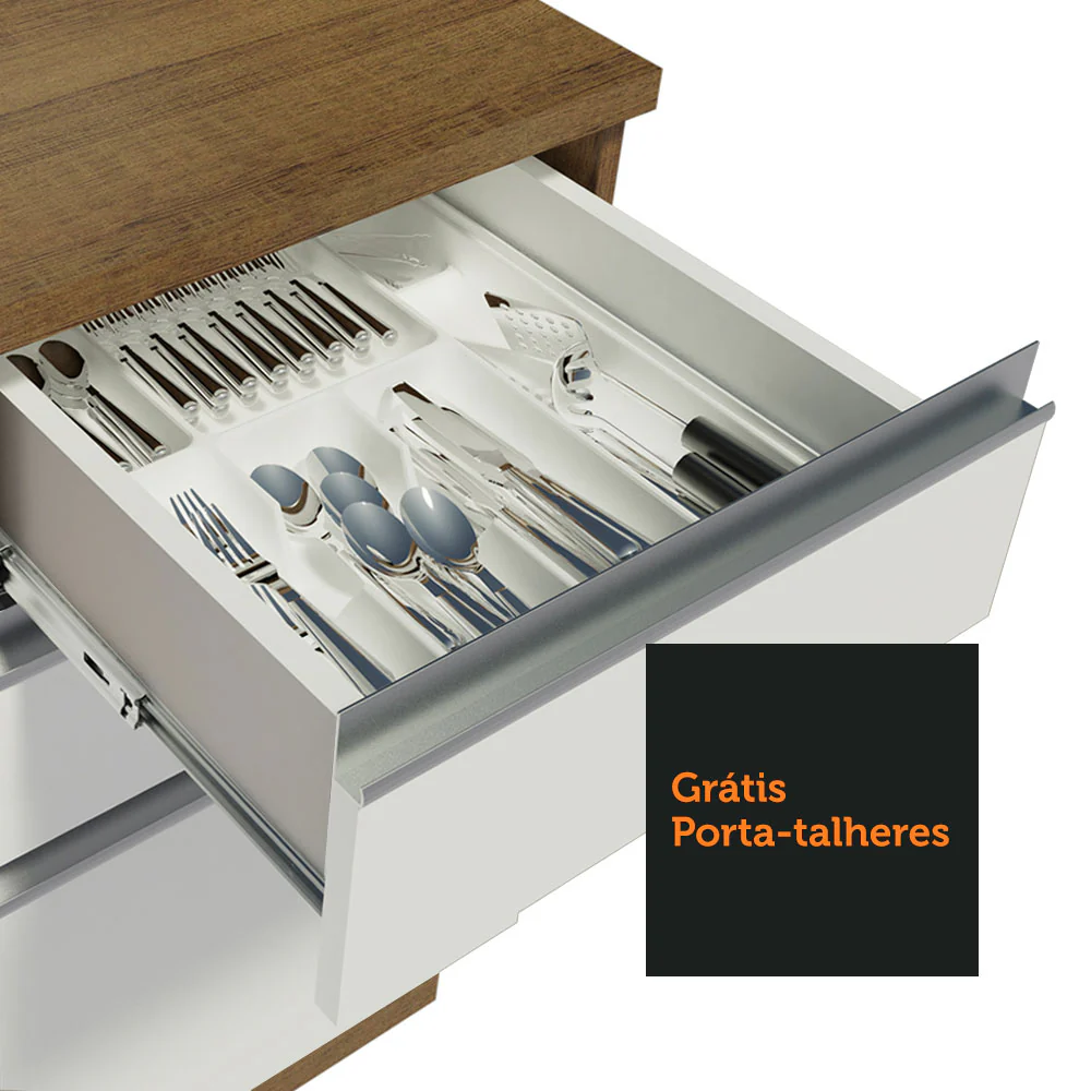 Armário de Cozinha Completa 270cm Rustic Branco Glamy Madesa 11 - Image 8