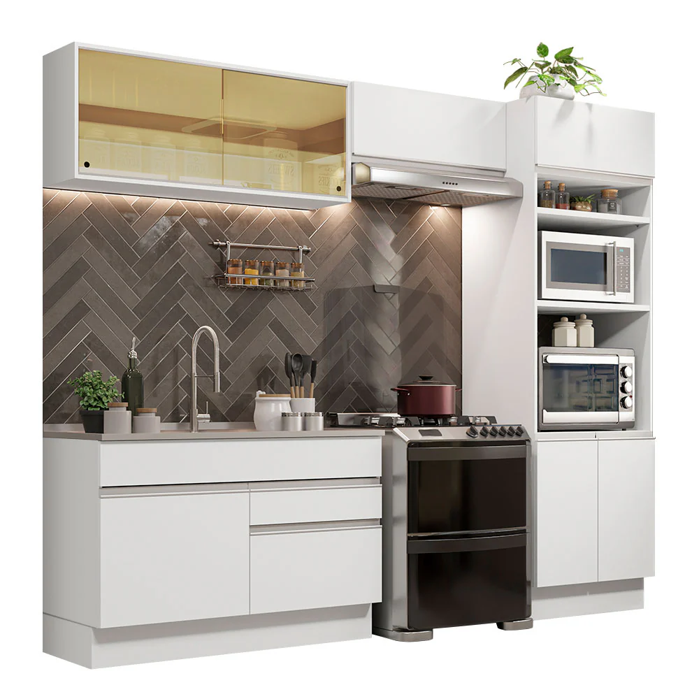 Armário de Cozinha Completa 270cm Branco Glamy Madesa 12 - Image 2