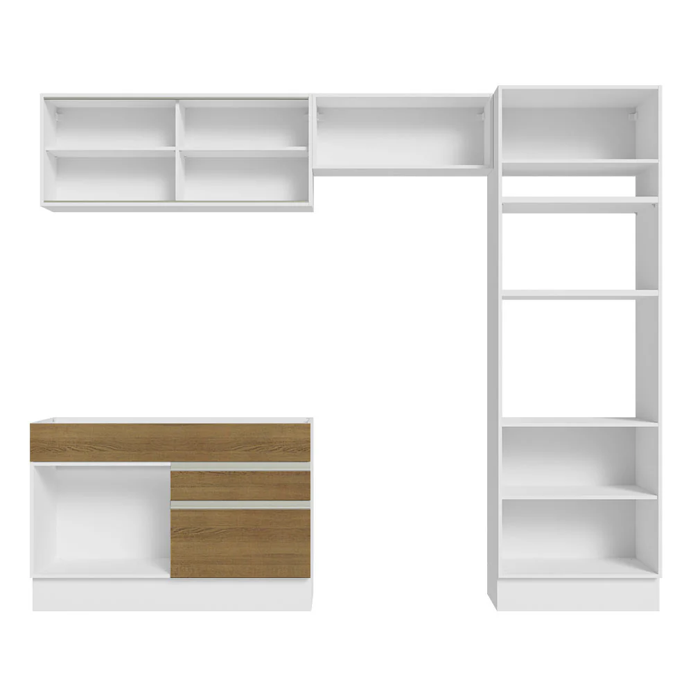 Armário de Cozinha Completa 270cm Branco/Rustic Glamy Madesa 12 - Image 11