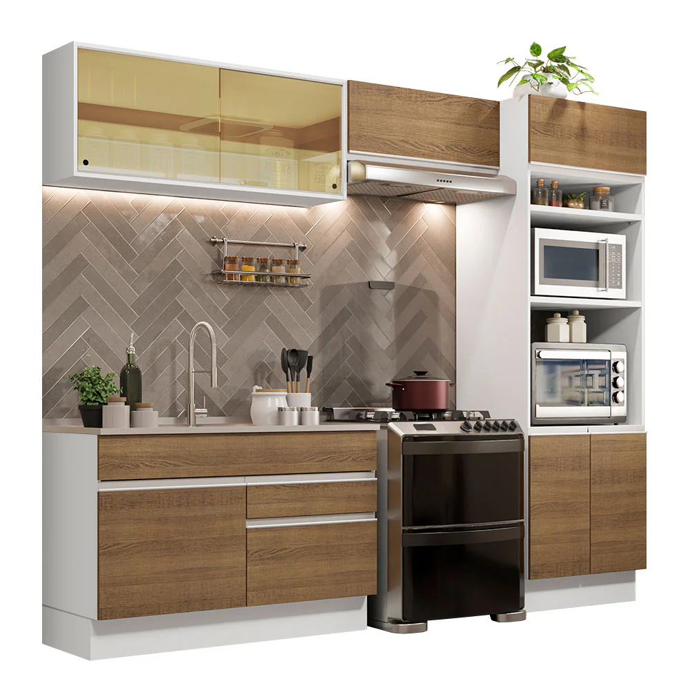 Armário de Cozinha Completa 270cm Branco/Rustic Glamy Madesa 12 - Image 2