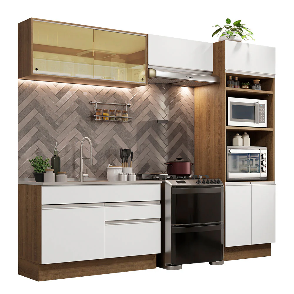 Armário de Cozinha Completa 270cm Rustic/Branco Glamy Madesa 12 - Image 2