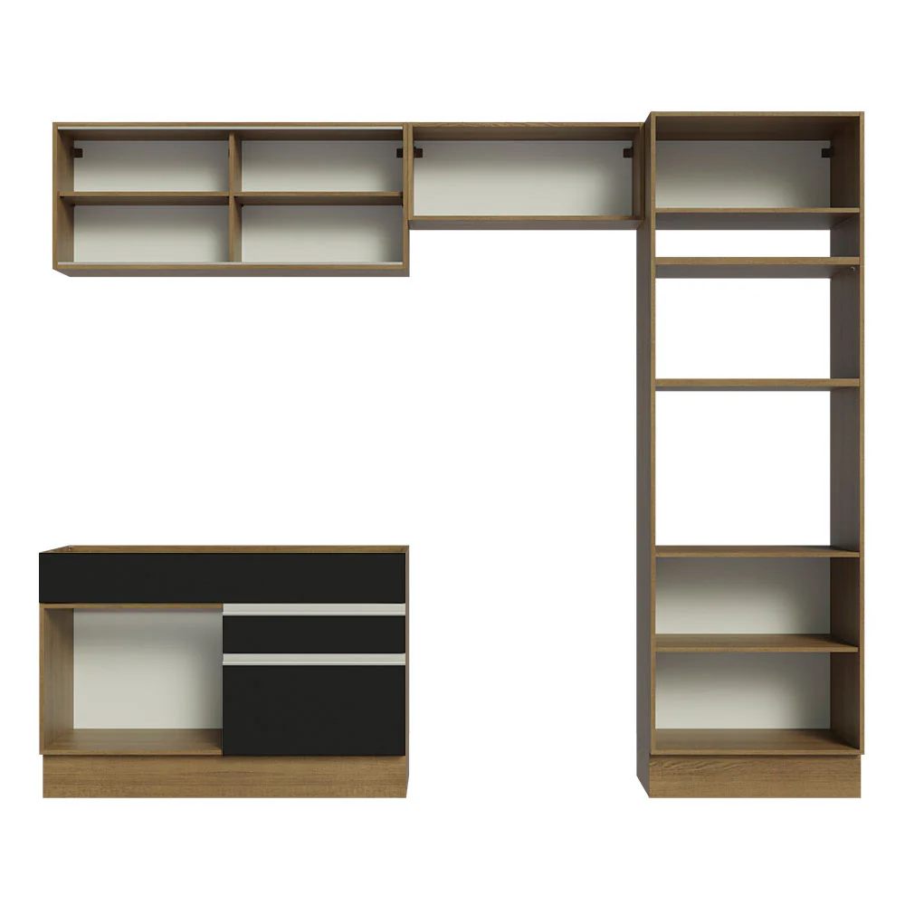 Armário de Cozinha Completa 270cm Rustic/Preto Glamy Madesa 12 - Image 11