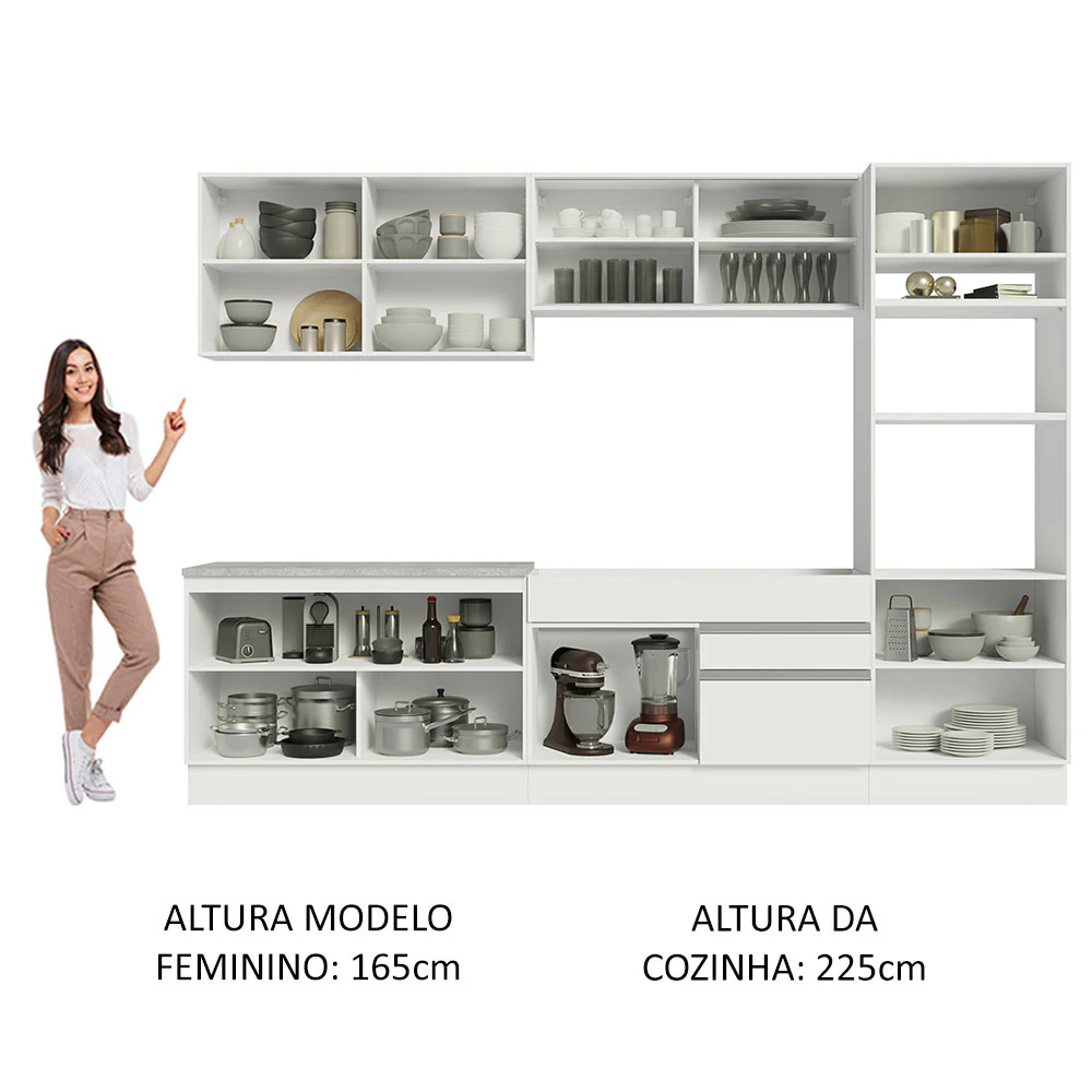 Armário de Cozinha Completa 310cm Branco Glamy Madesa 01 - Image 5