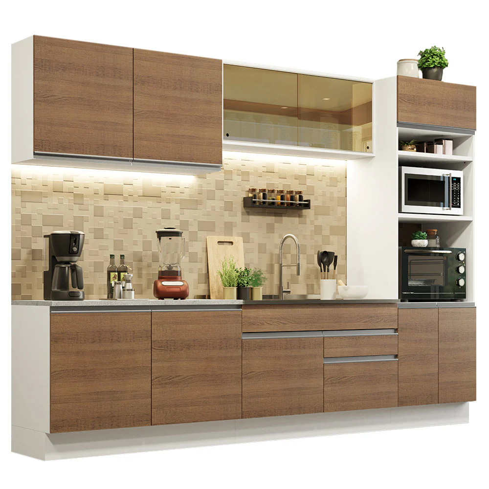 Armário de Cozinha Completa 310cm Branco Rustic Glamy Madesa 01 - Image 2