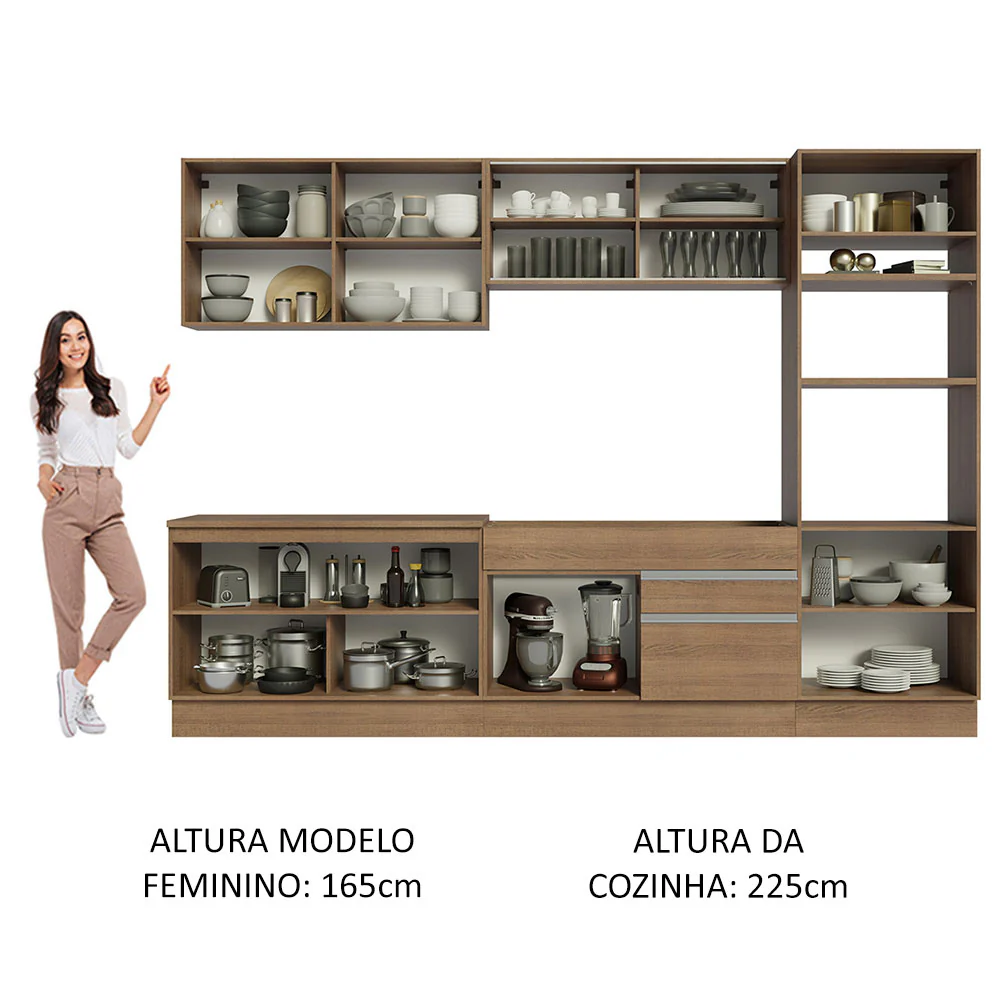 Armário de Cozinha Completa 310cm Rustic Glamy Madesa 01 - Image 5