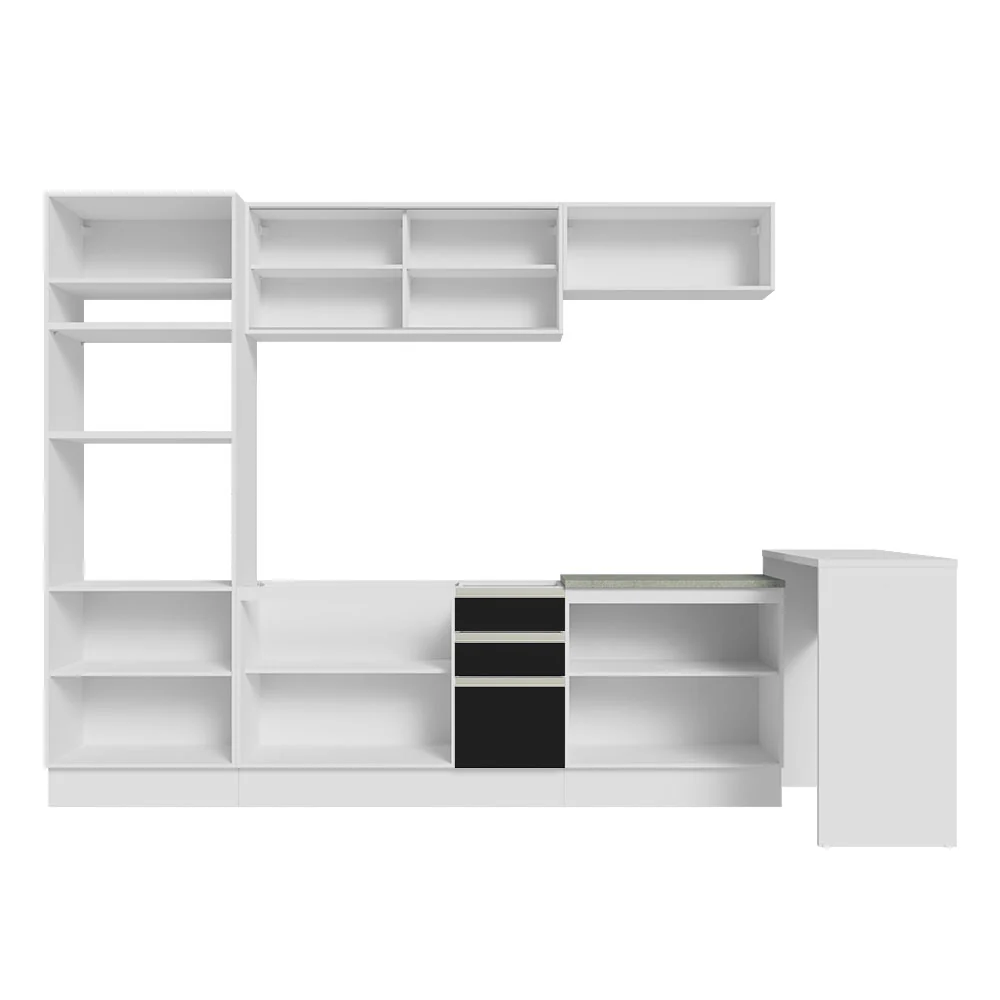 Armário de Cozinha Completa 315cm Branco/Preto Glamy Madesa 01 - Image 12