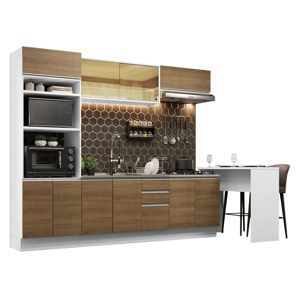 Armário de Cozinha Completa 315cm Branco/Rustic Glamy Madesa 01 - Image 2
