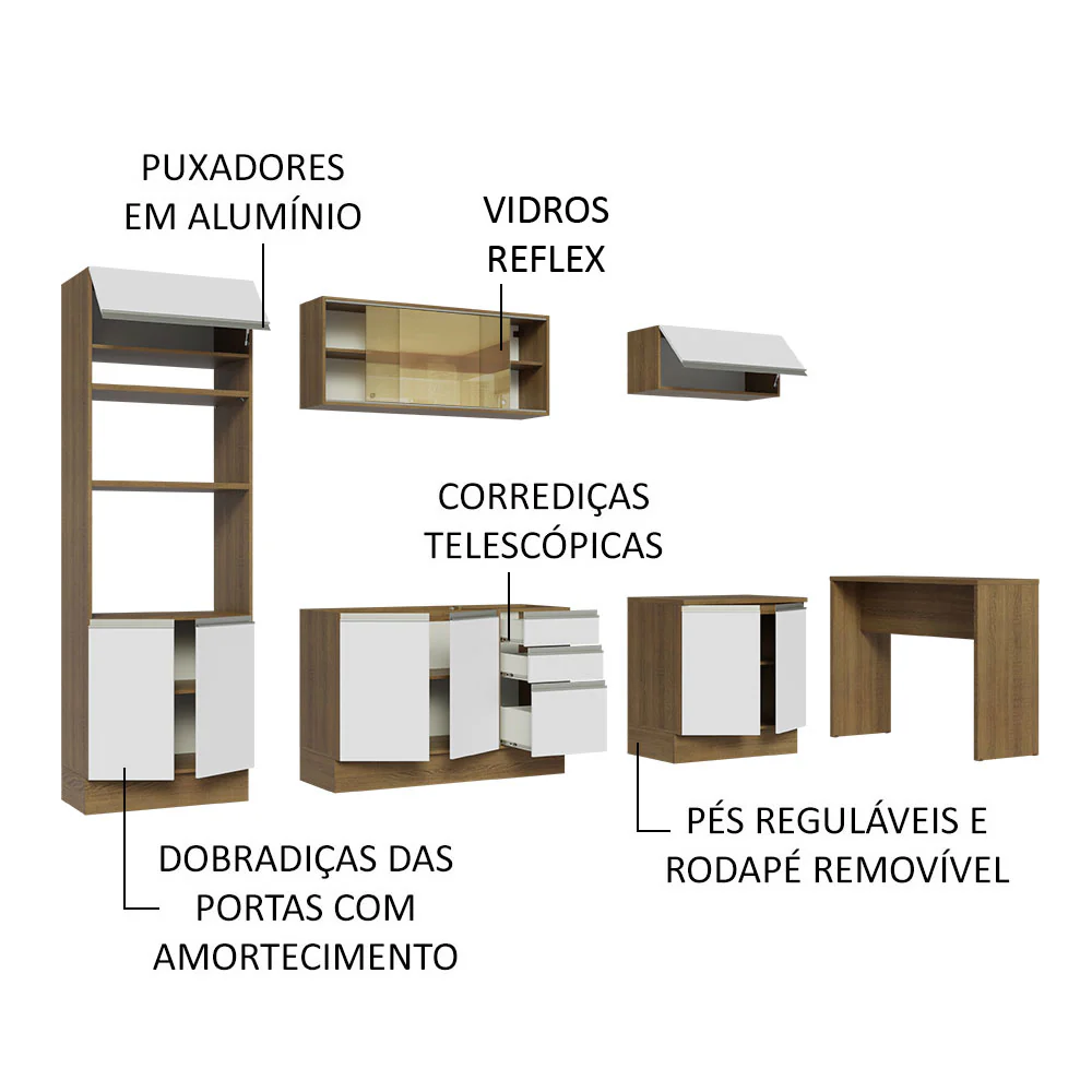 Armário de Cozinha Completa 315cm Rustic/Branco Glamy Madesa 01 - Image 4