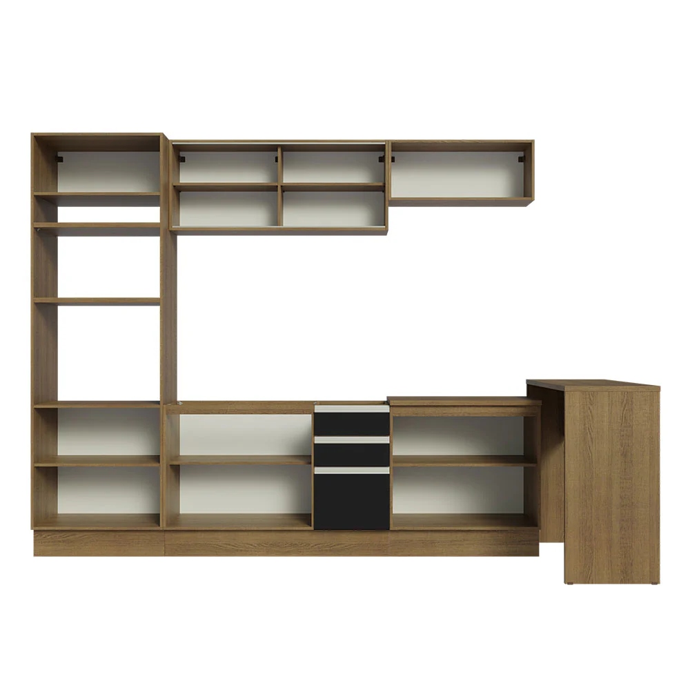 Armário de Cozinha Completa 315cm Rustic/Preto Glamy Madesa 01 - Image 12