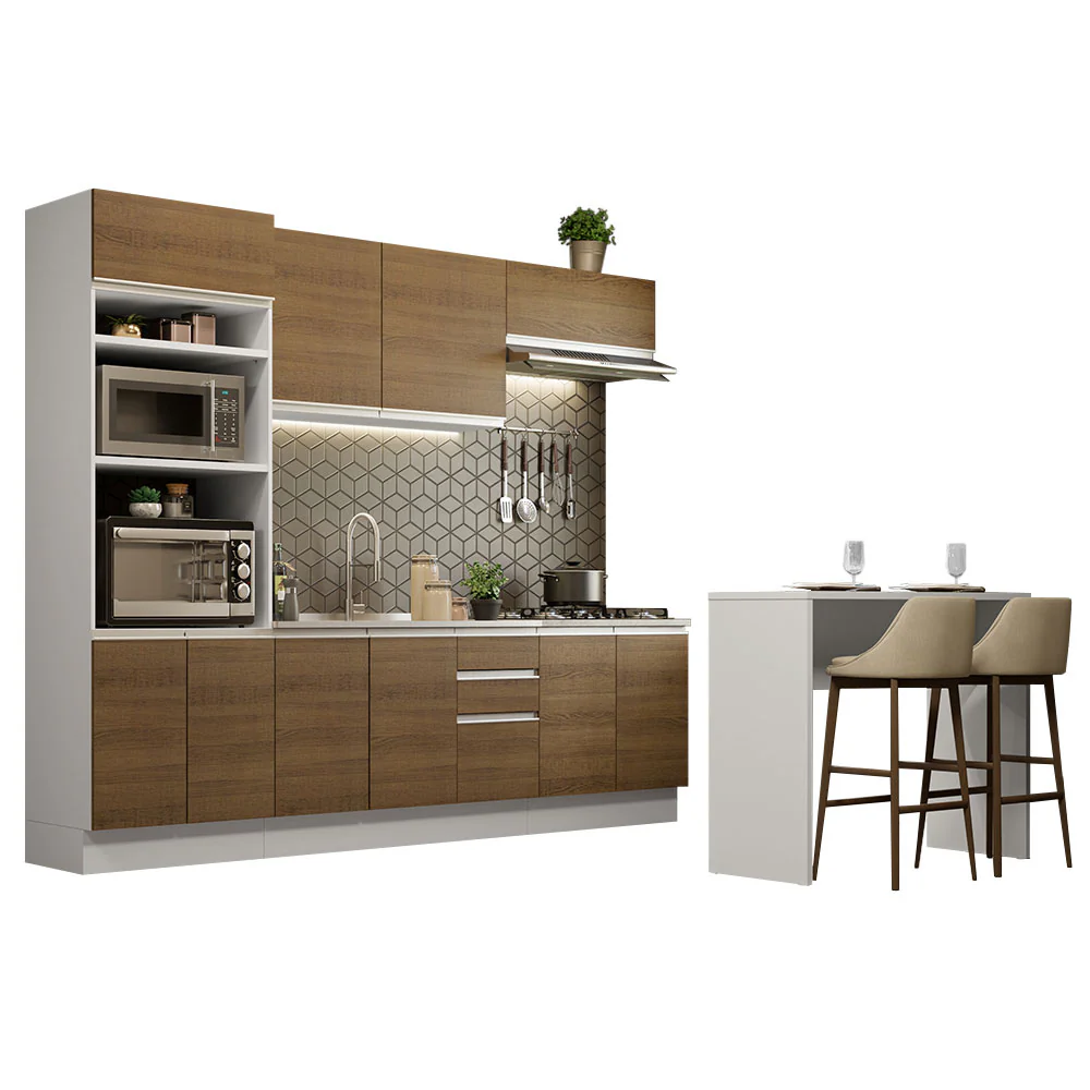 Armário de Cozinha Completa 315cm Branco/Rustic Glamy Madesa 02 - Image 2