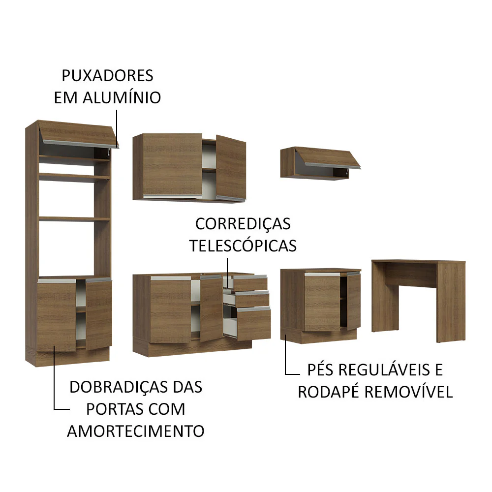 Armário de Cozinha Completa 315cm Rustic Glamy Madesa 02 - Image 4