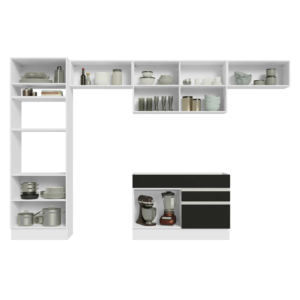 Armário de Cozinha Completa 350cm Branco/Preto Glamy Madesa 01 - Image 11