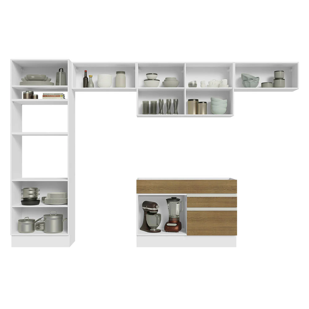 Armário de Cozinha Completa 350cm Branco/Rustic Glamy Madesa 01 - Image 11