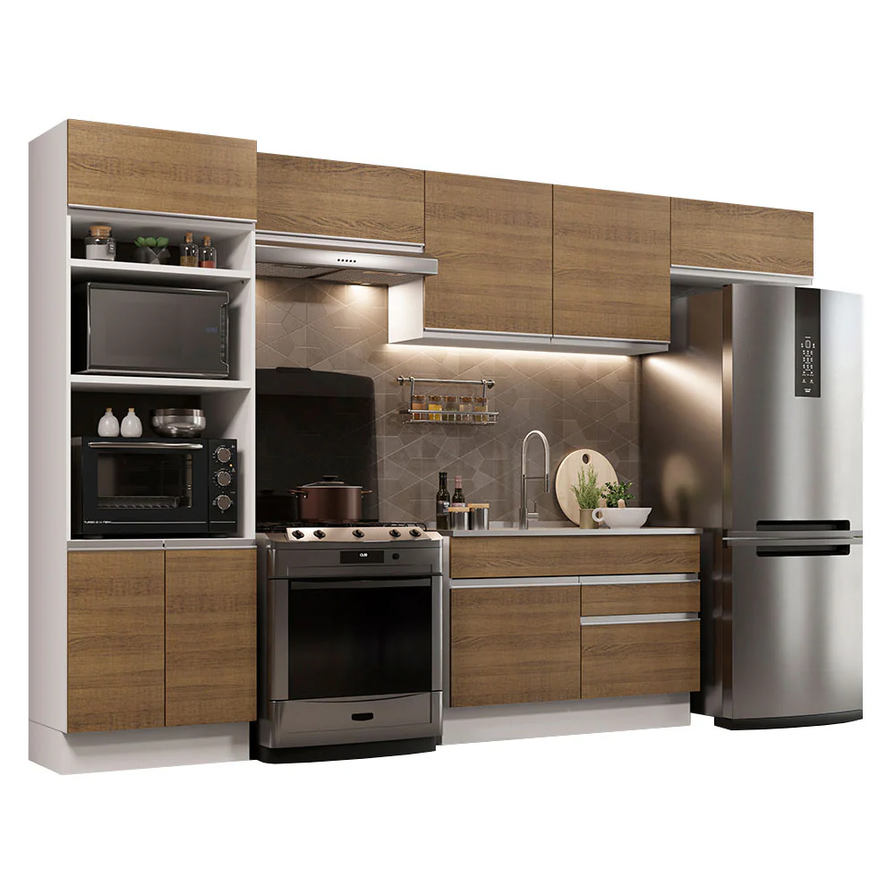 Armário de Cozinha Completa 350cm Branco/Rustic Glamy Madesa 01 - Image 2