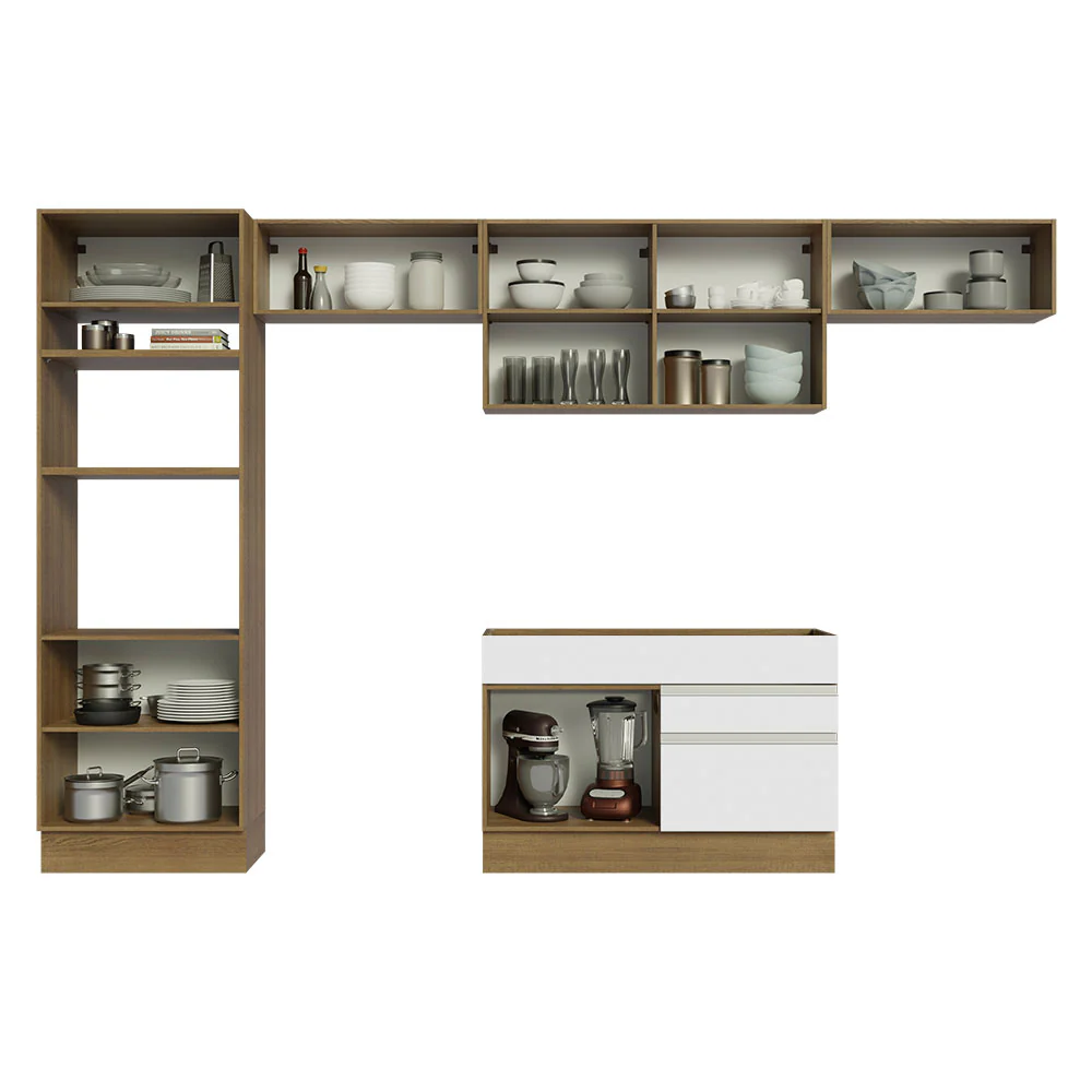 Armário de Cozinha Completa 350cm Rustic/Branco Glamy Madesa 01 - Image 11