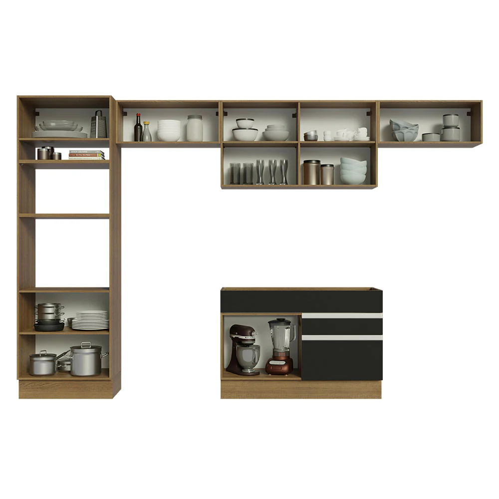 Armário de Cozinha Completa 350cm Rustic/Preto Glamy Madesa 01 - Image 11
