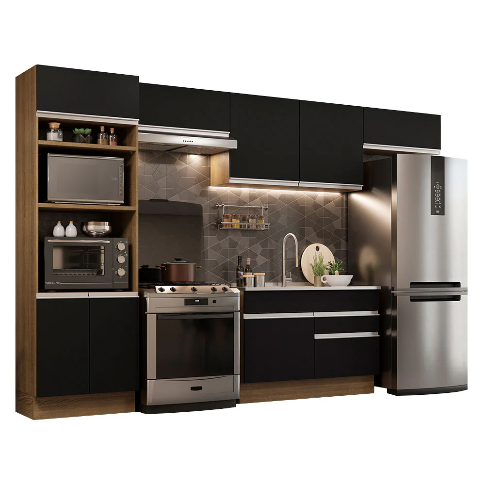 Armário de Cozinha Completa 350cm Rustic/Preto Glamy Madesa 01 - Image 2