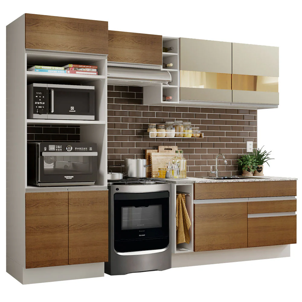 Armário de Cozinha Completa 270cm Branco/Rustic/Crema Jade Madesa 08 - Image 2