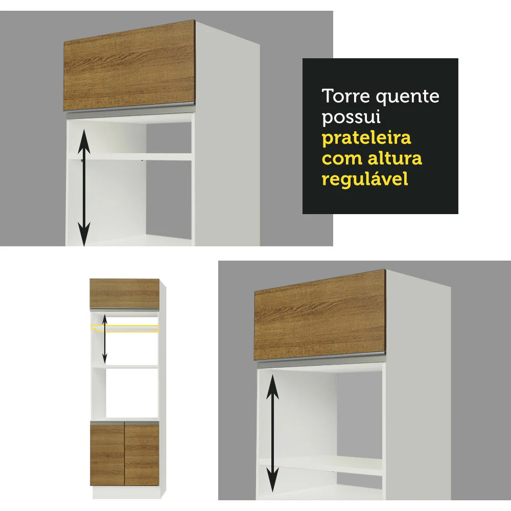 Armário de Cozinha Completa 270cm Branco/Rustic/Crema Jade Madesa 08 - Image 8