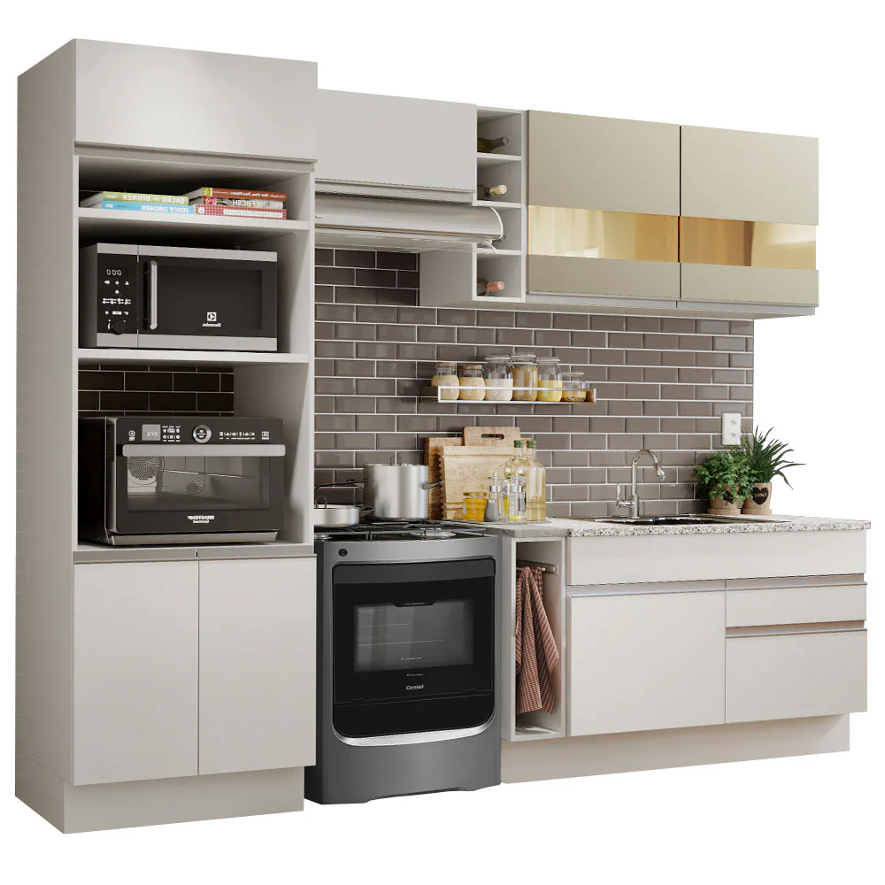 Armário de Cozinha Completa 270cm Branco/Branco/Crema Jade Madesa 08 - Image 2