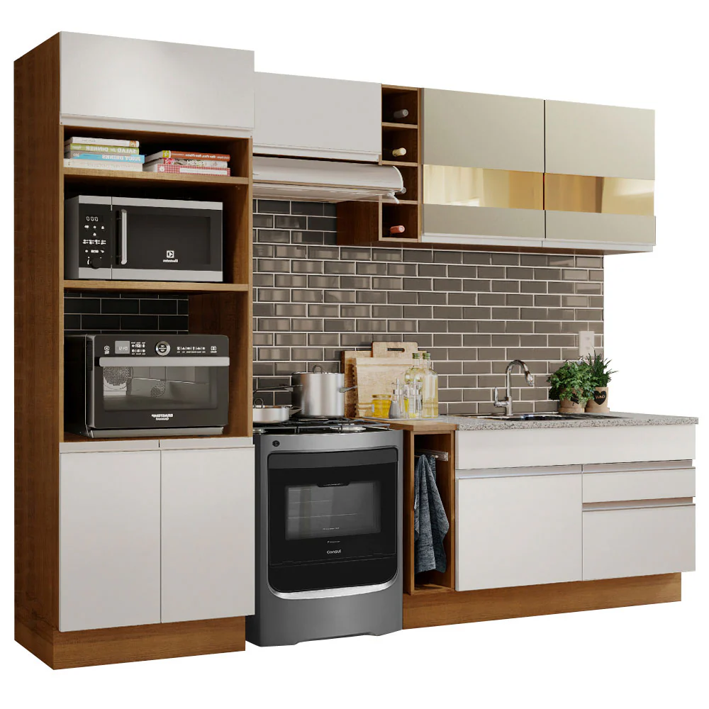 Armário de Cozinha Completa 270cm Rustic/Branco/Crema Jade Madesa 08 - Image 2