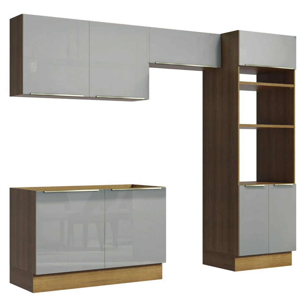 Armário de Cozinha Completa 270 x 60 cm Rustic/Cinza Lux Madesa 01 - Image 11