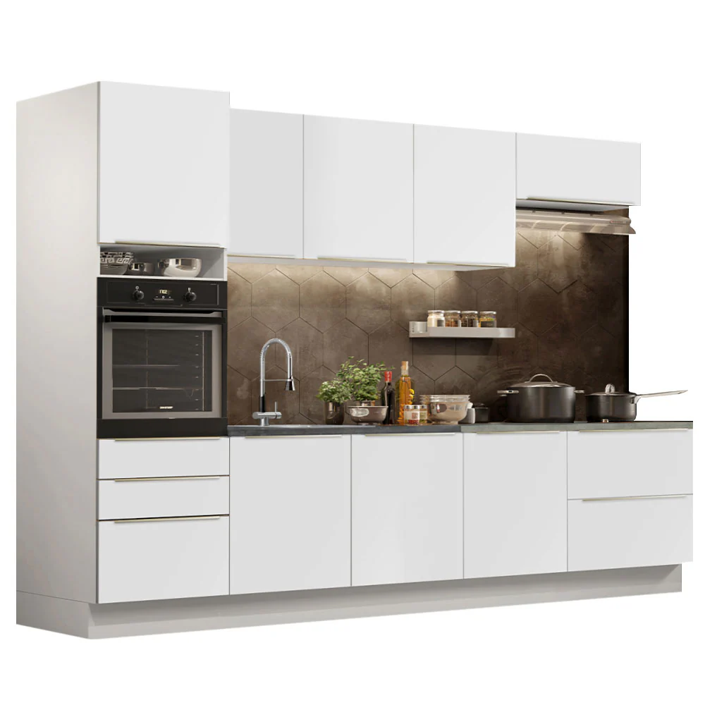 Armário de Cozinha Planejada 320 x 60 cm Branco Branco Veludo Lux Madesa 04 - Image 2