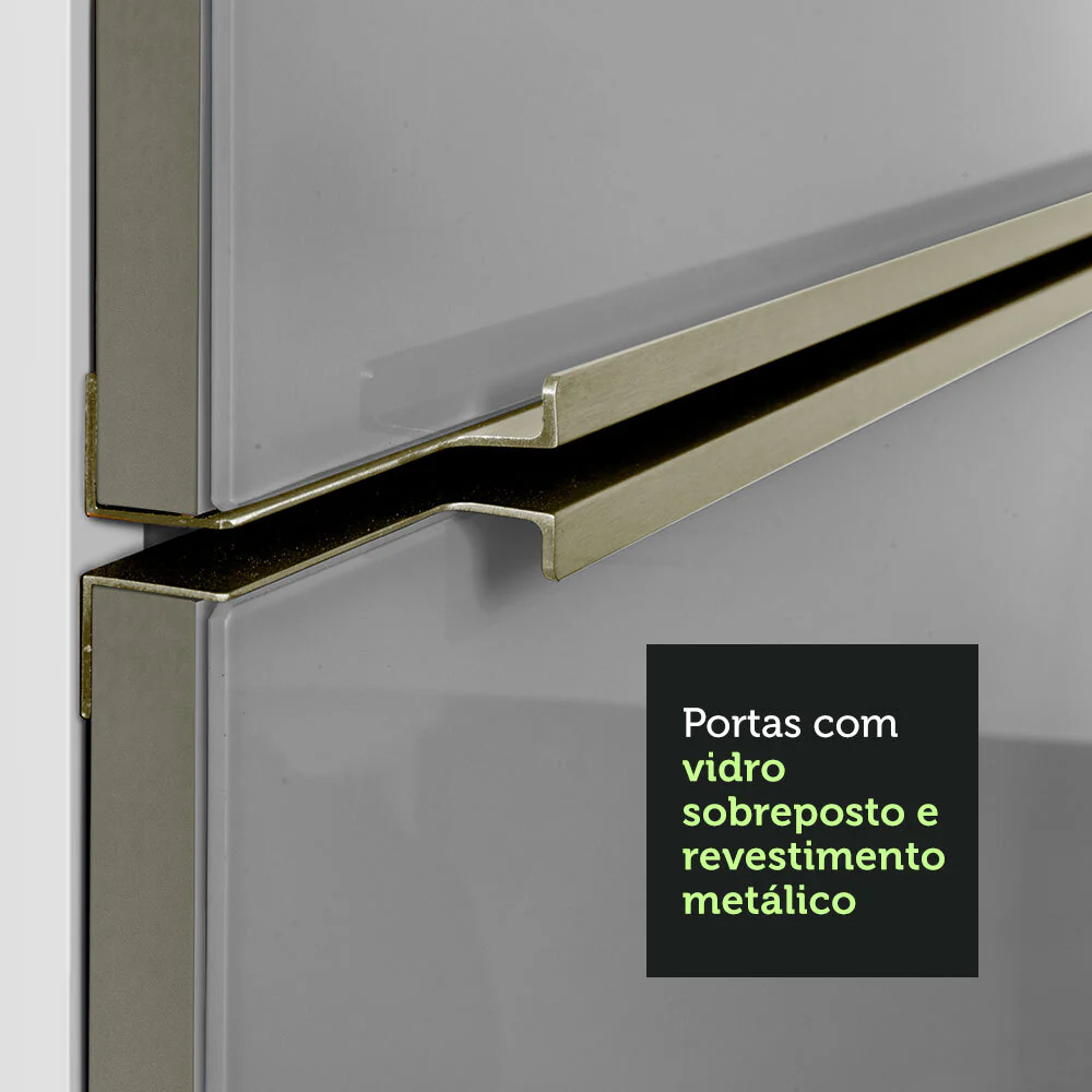 Armário de Cozinha Planejada 320 x 60 cm Branco/Cinza Lux Madesa 04 - Image 8