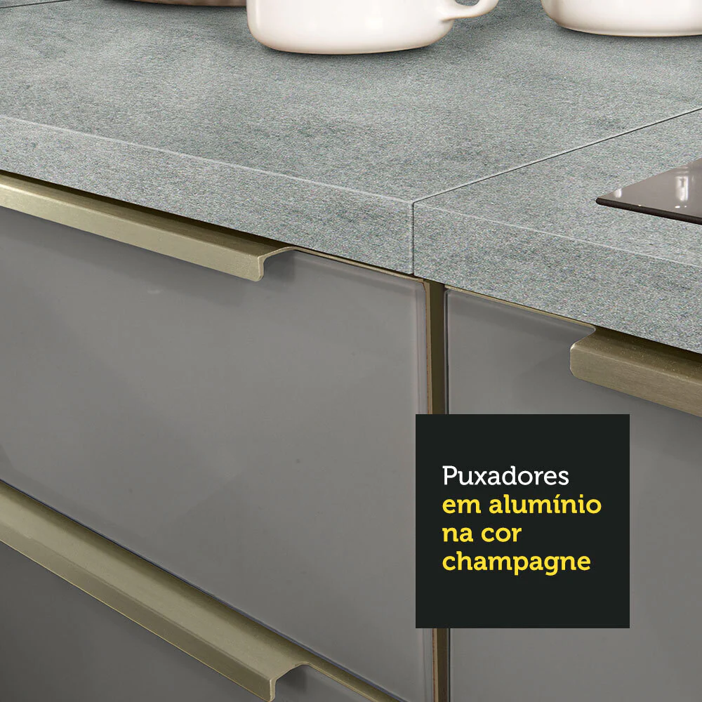 Armário de Cozinha Planejada 320 x 60 cm Branco/Cinza Lux Madesa 04 - Image 9