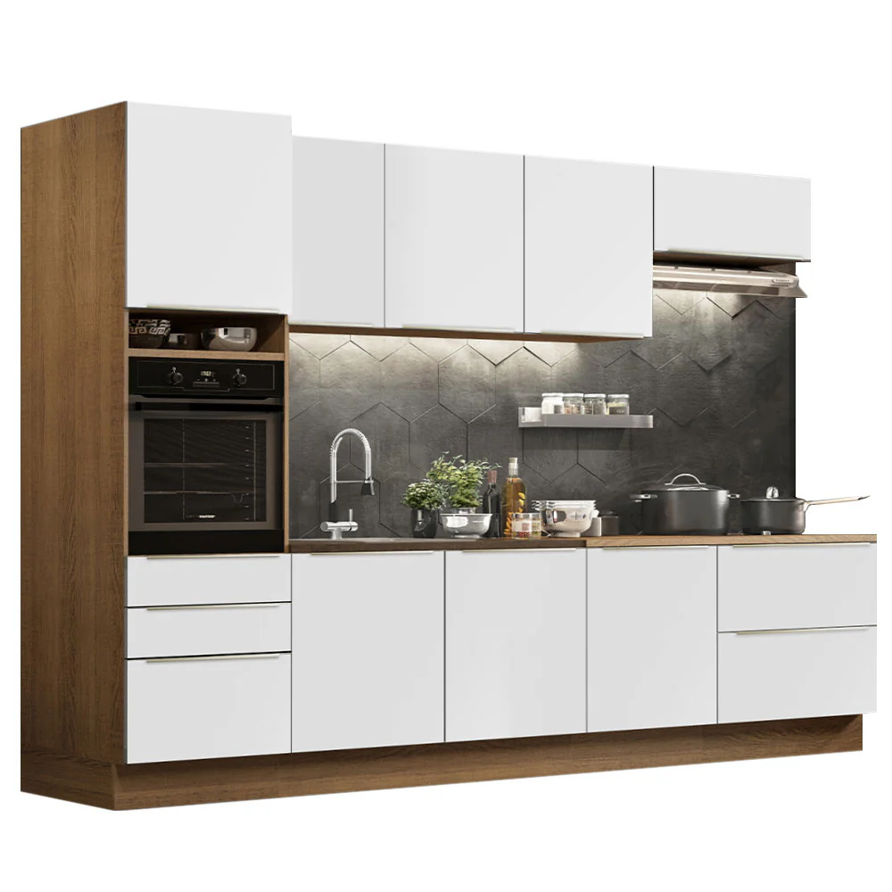 Armário de Cozinha Planejada 320 x 60 cm Rustic Branco Veludo Lux Madesa 04 - Image 2