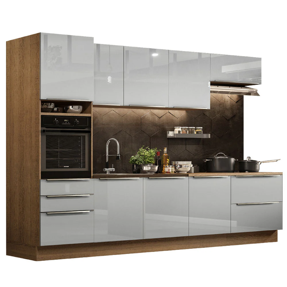 Armário de Cozinha Planejada 320 x 60 cm Rustic/Cinza Lux Madesa 04 - Image 2