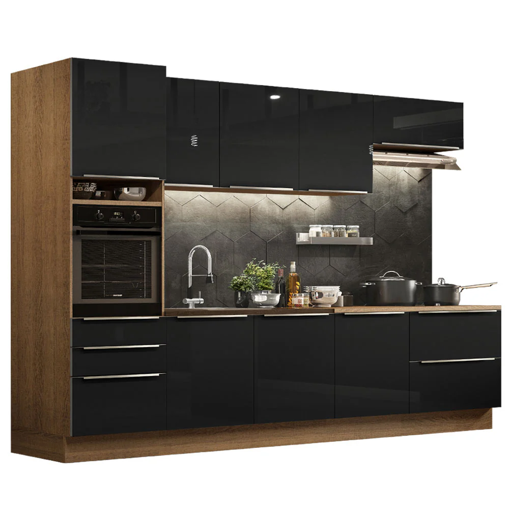 Armário de Cozinha Planejada 320 x 60 cm Rustic/Preto Lux Madesa 04 - Image 2