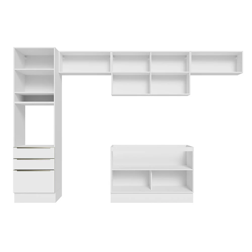 Armário de Cozinha Completa 340 x 60 cm Branco/Branco Veludo Lux Madesa 01 - Image 11