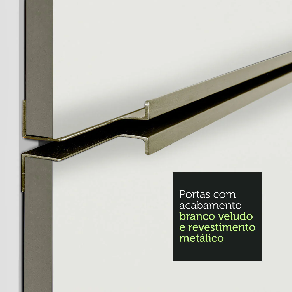 Armário de Cozinha Completa 340 x 60 cm Branco/Branco Veludo Lux Madesa 01 - Image 7