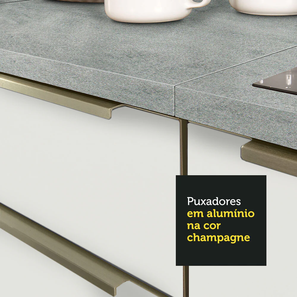 Armário de Cozinha Completa 340 x 60 cm Branco/Branco Veludo Lux Madesa 01 - Image 8