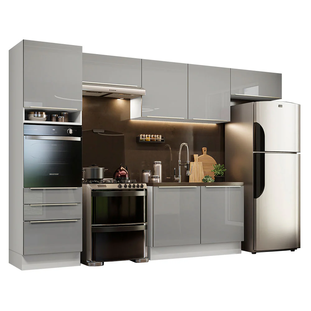 Armário de Cozinha Completa 340 x 60 cm Branco/Cinza Lux Madesa 01 - Image 2