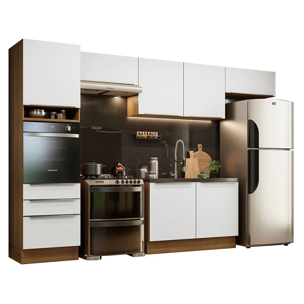 Armário de Cozinha Completa 340 x 60 cm Rustic Branco Veludo Lux Madesa 01 - Image 2