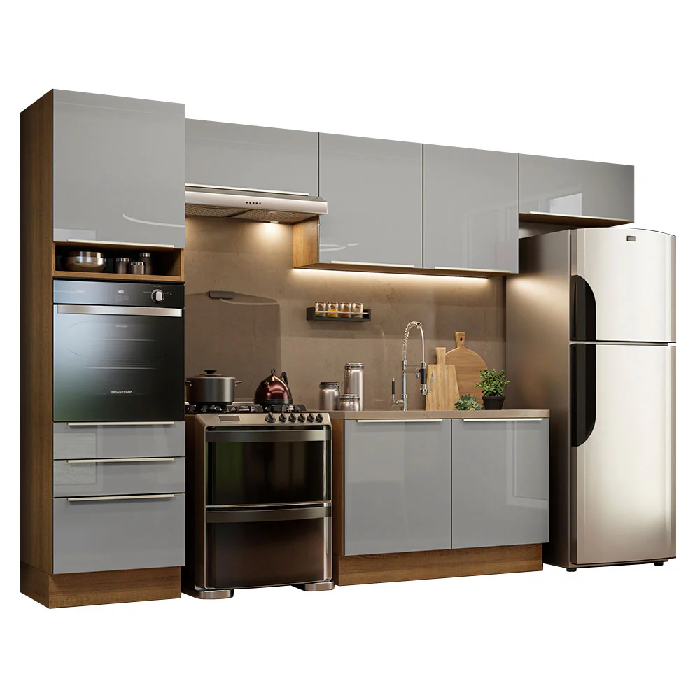 Armário de Cozinha Completa 340 x 60 cm Rustic/Cinza Lux Madesa 01 - Image 2