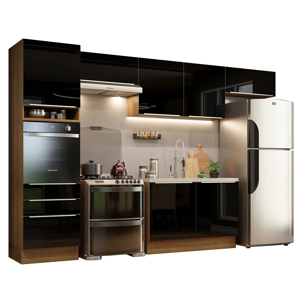 Armário de Cozinha Completa 340 x 60 cm Rustic/Preto Lux Madesa 01 - Image 2