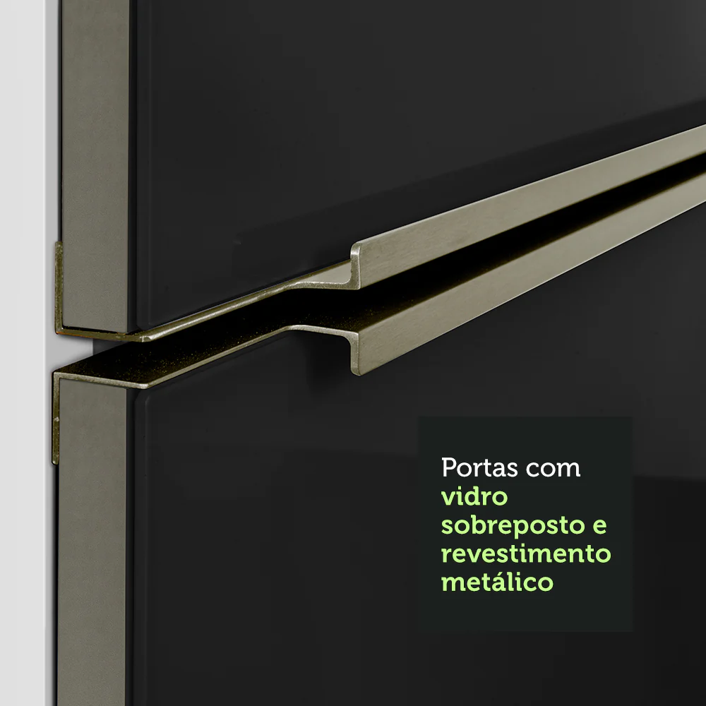 Armário de Cozinha Completa 240 x 60 cm Branco/Preto Lux Madesa 03 - Image 7