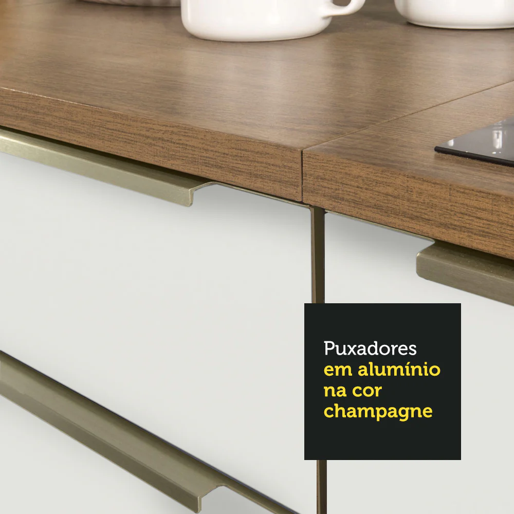 Armário de Cozinha Completa 240 x 60 cm Rustic Branco Veludo Lux Madesa 03 - Image 8