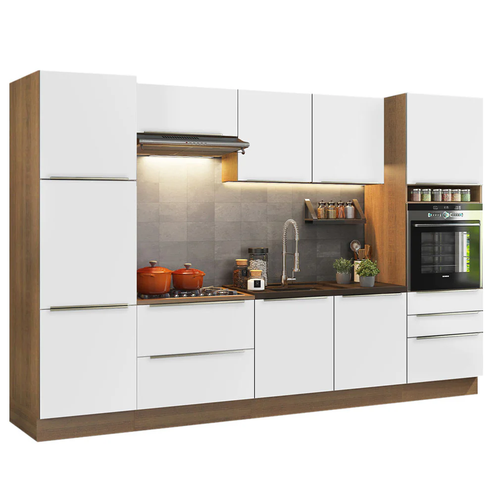 Armário de Cozinha Completa 320 x 60 cm Rustic Branco Veludo Lux Madesa 03 - Image 2