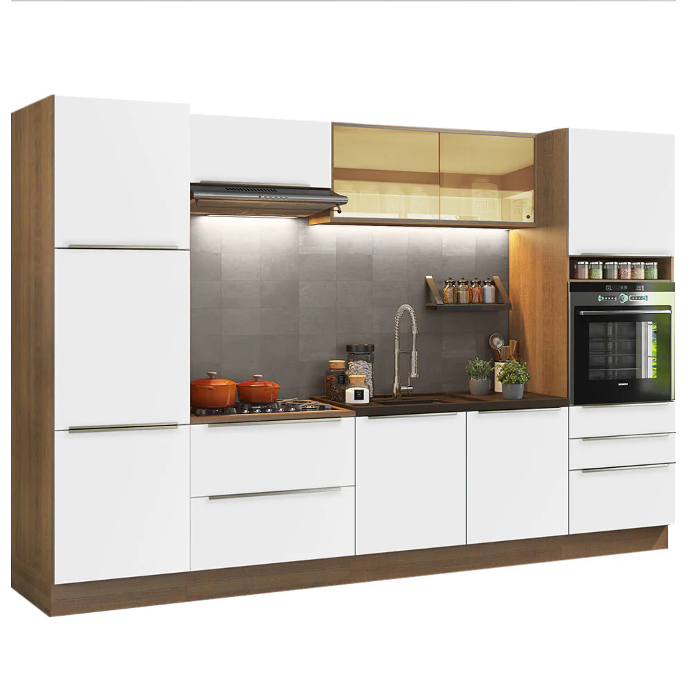 Armário de Cozinha Completa 320 x 60 cm Rustic Branco Veludo Lux Madesa 01 - Image 2