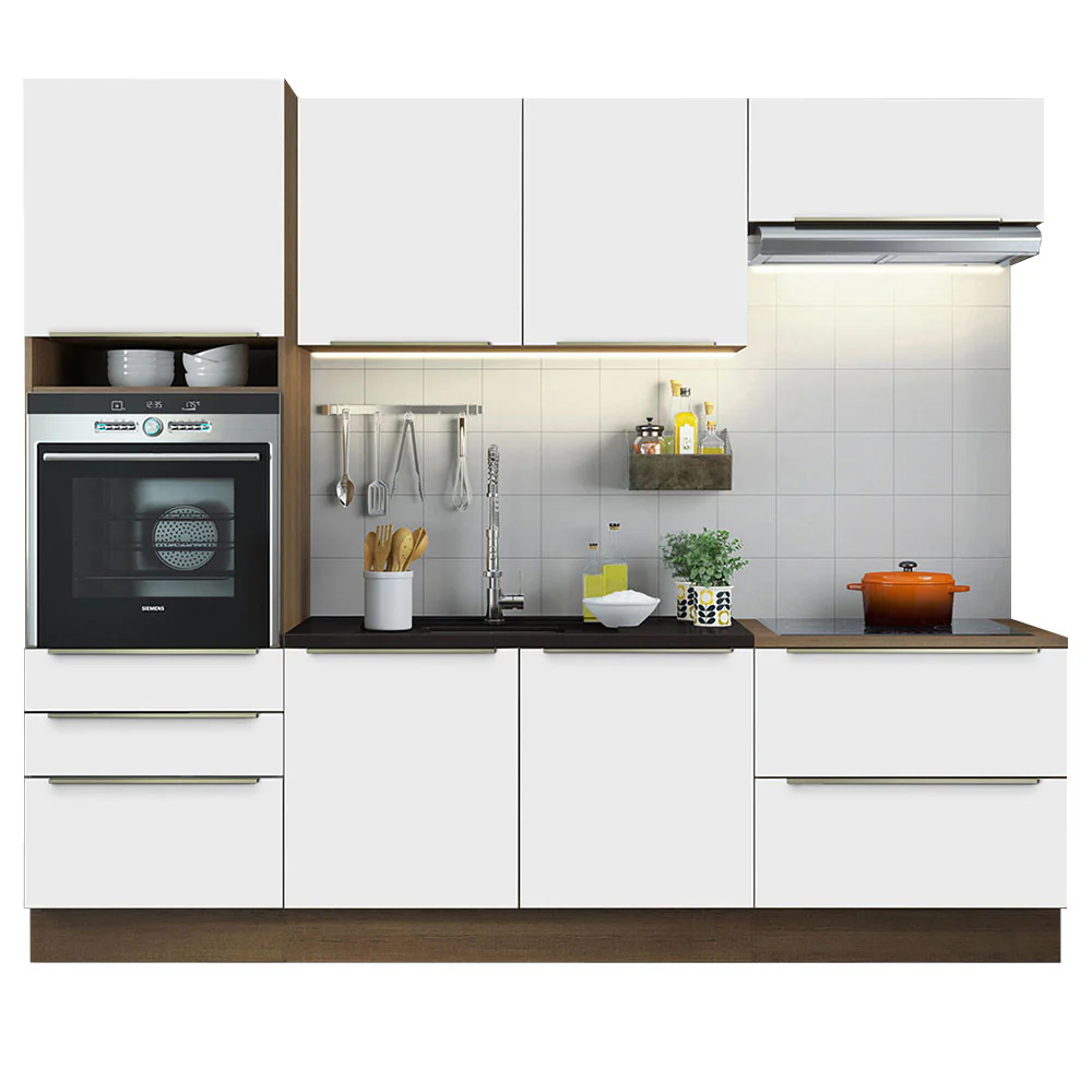 Armário de Cozinha Completa 260 x 60 cm Rustic Branco Veludo Lux Madesa 01 - Image 2