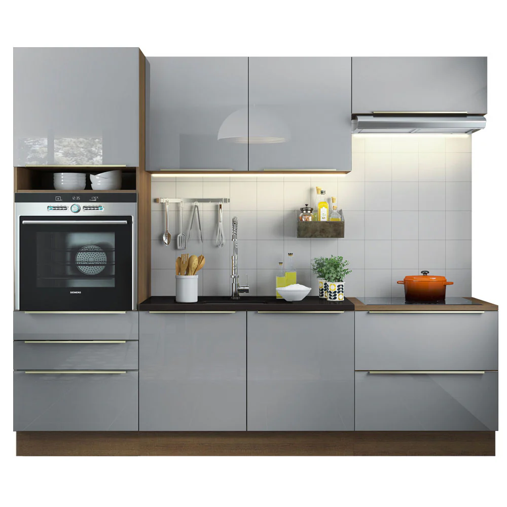 Armário de Cozinha Completa 260 x 60 cm Rustic/Cinza Lux Madesa 01 - Image 2