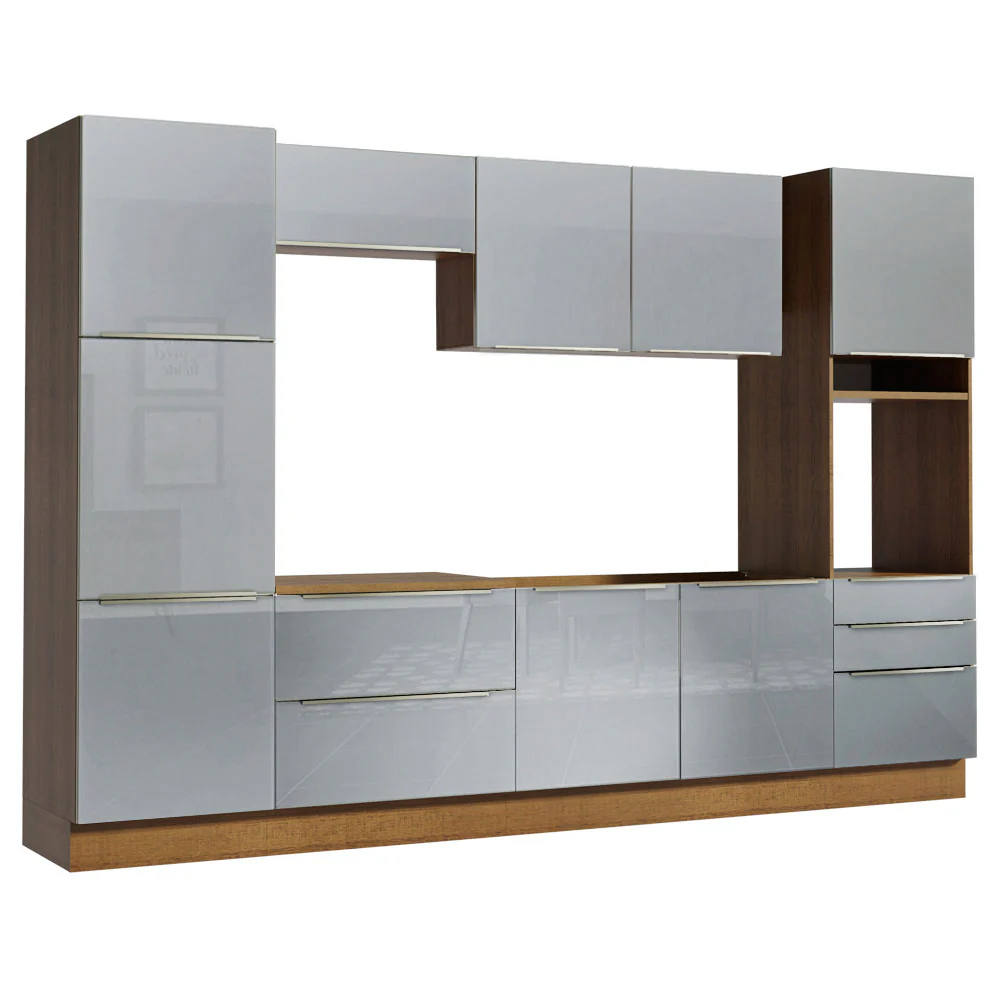 Armário de Cozinha Completa 320 x 60 cm Rustic/Cinza Lux Madesa 03 - Image 11